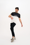 BLACK AND WHITE COLOR BLOCK TEE