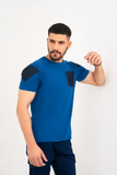 BLUE AND BLACK PANEL TEE