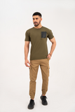 GREEN EMBOSSED PRINT TEE