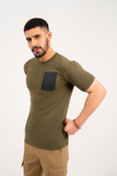 GREEN EMBOSSED PRINT TEE