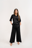 BLACK EMBROIDED COLLAR CO-ORD SET