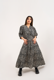 BLACK PRINTED LONG DRESS