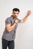 GREY AND WHITE PATTERNED CASUAL SHIRT