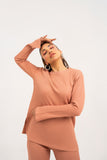 BROWN RIBBED CO-ORD SET