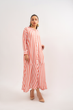 PINK-STRIPED MAXY DRESS
